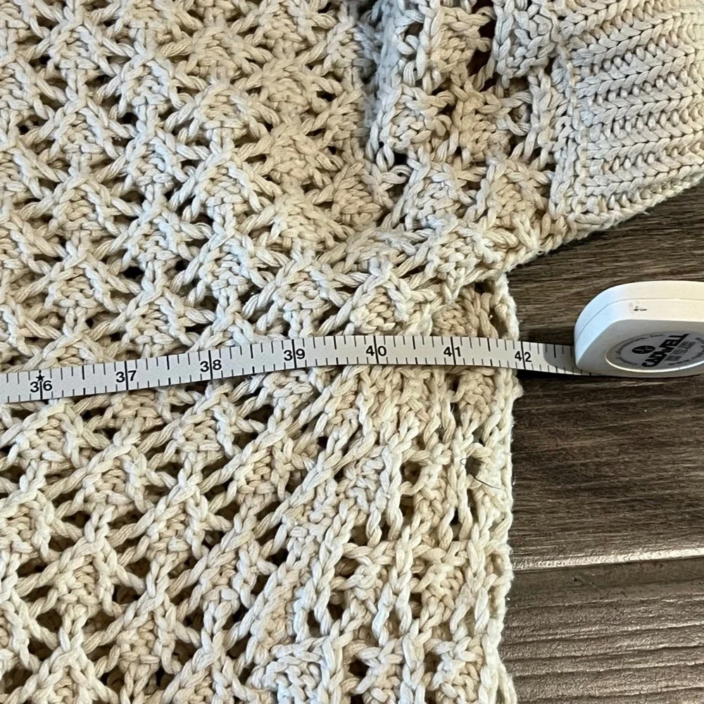 Lucky Brand Cream‎ Open Knit Longline Cardigan Sweater LXL